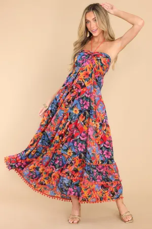 Alluring Dream Black Floral Print Maxi Dress