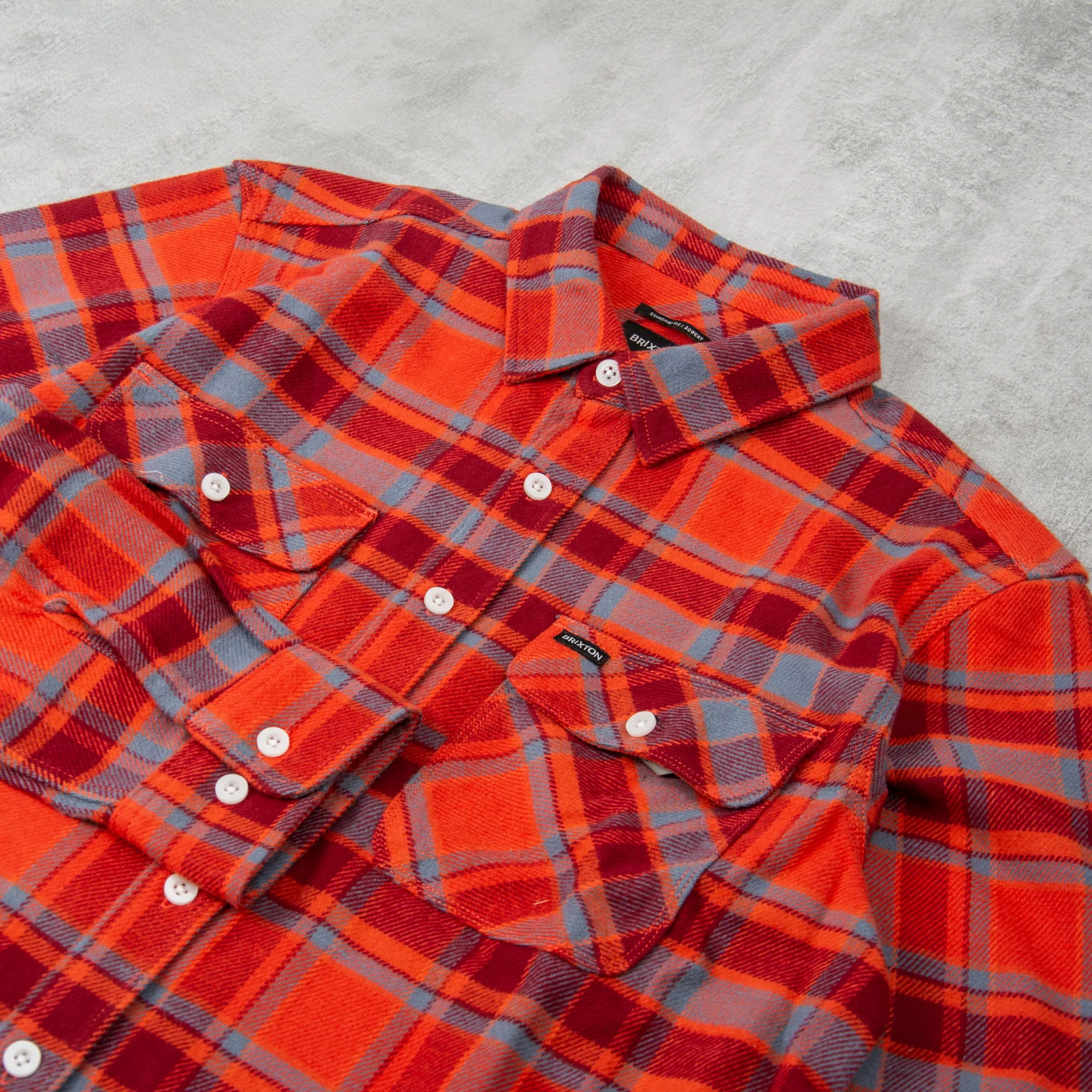 Brixton Bowery L/S Flannel Shirt - Barn Red / Flint Blue / Dark Burgundy