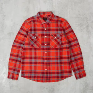 Brixton Bowery L/S Flannel Shirt - Barn Red / Flint Blue / Dark Burgundy