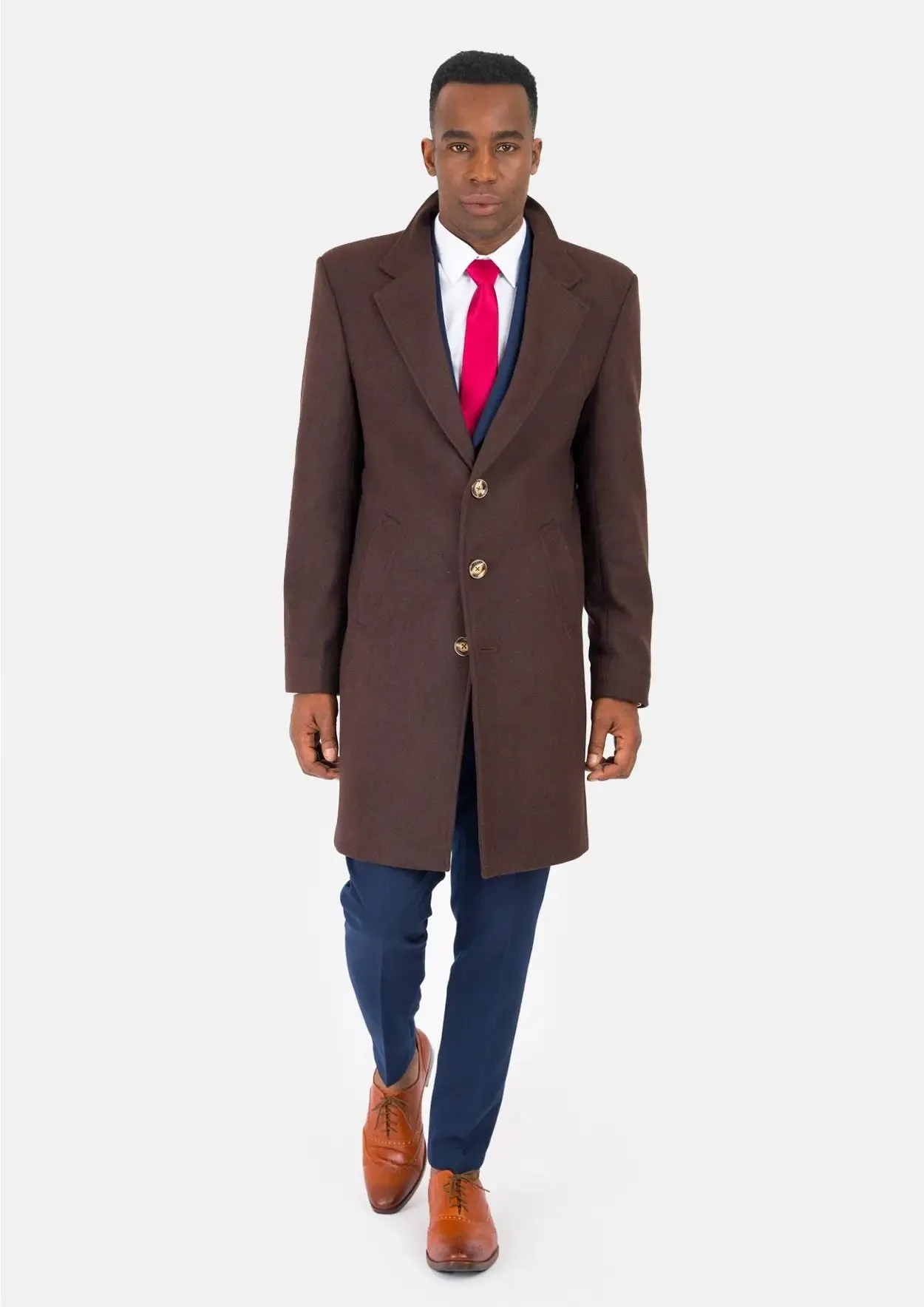 Brown Wool Classic Overcoat