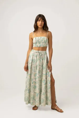 CAIRO TIERED MAXI SKIRT - BLUE