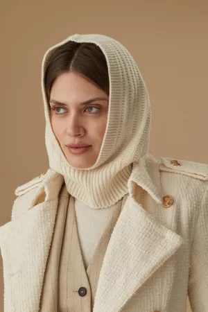 Cashmere Ribbed Cream Hood