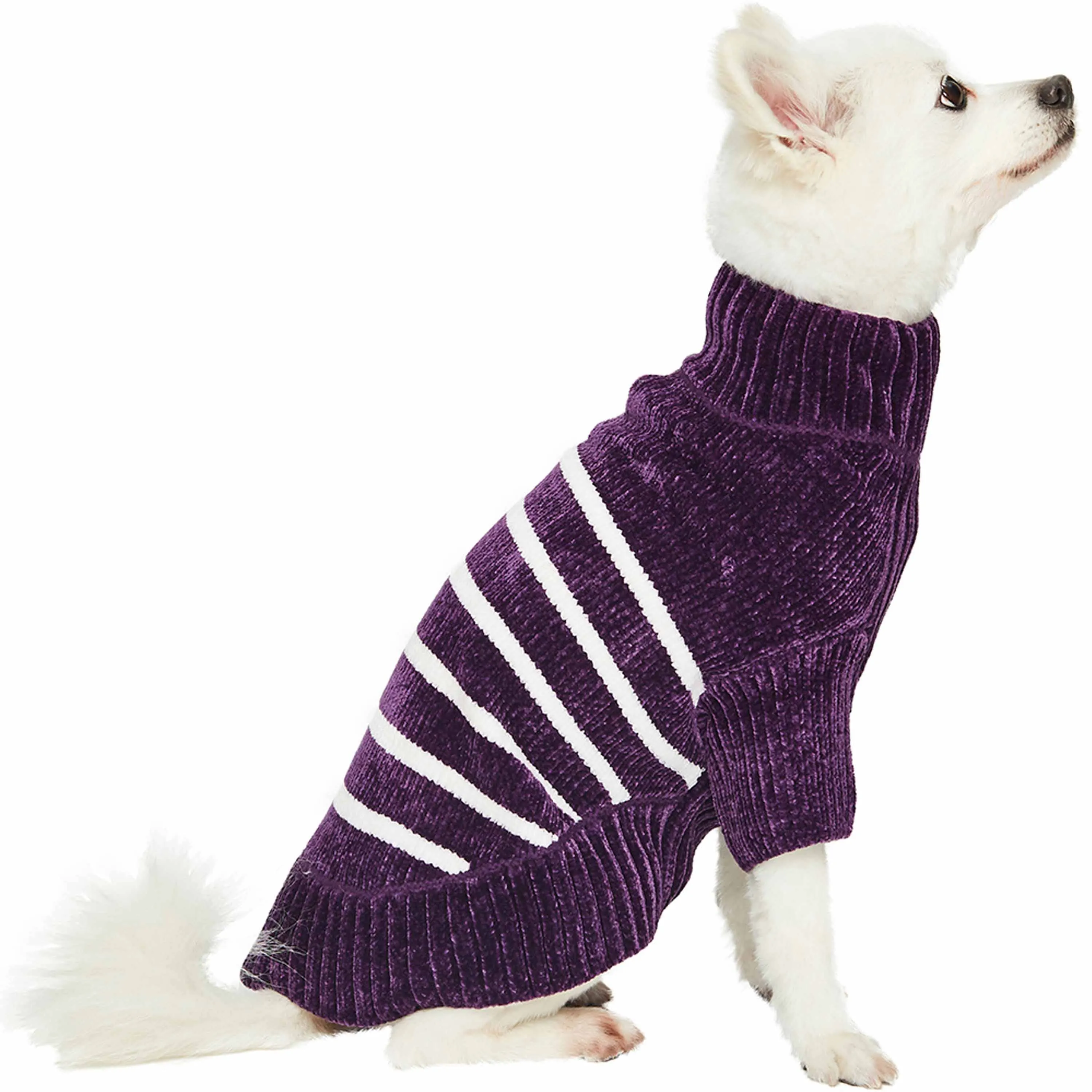 Cozy Soft Chenille Classy Striped Dog Sweater