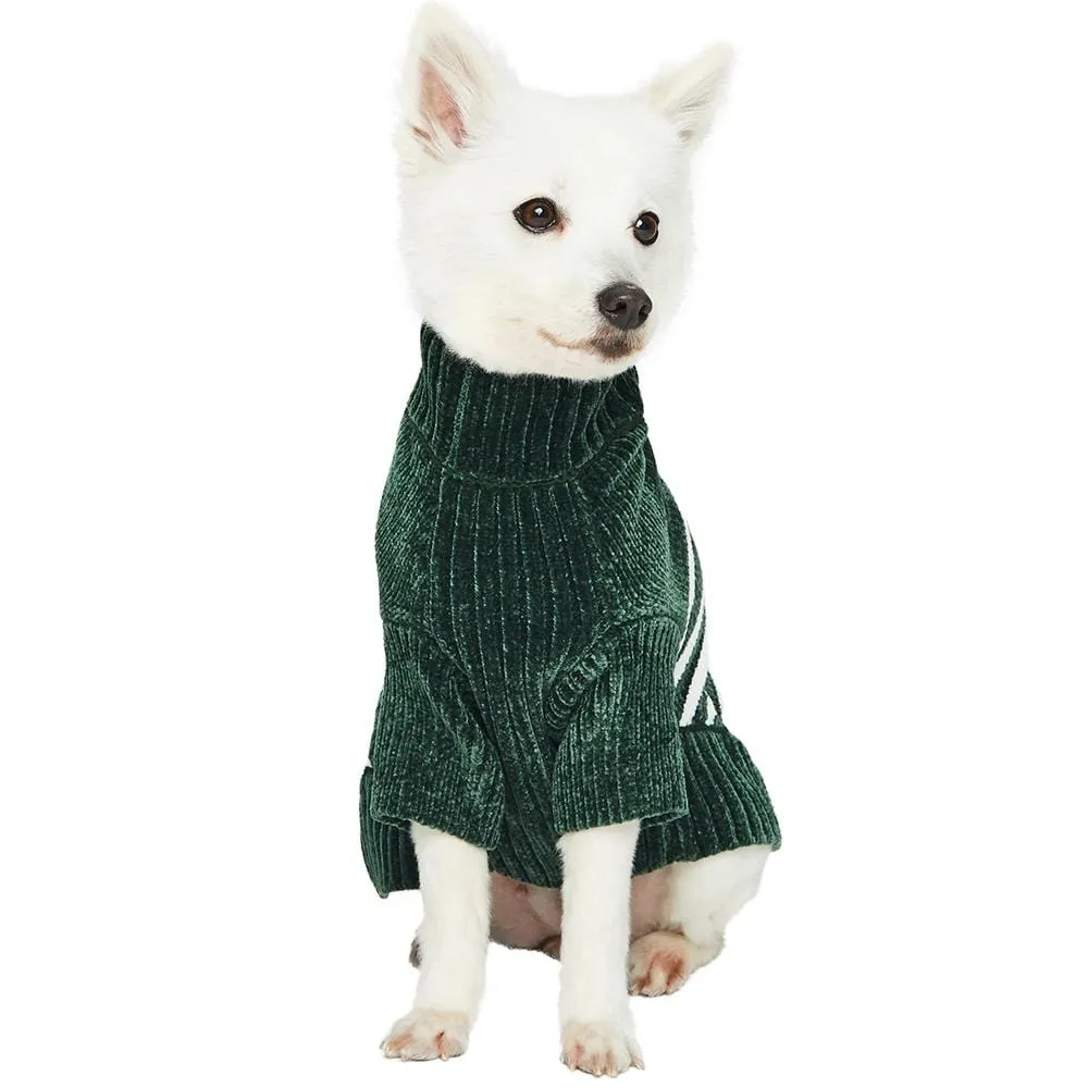 Cozy Soft Chenille Classy Striped Dog Sweater