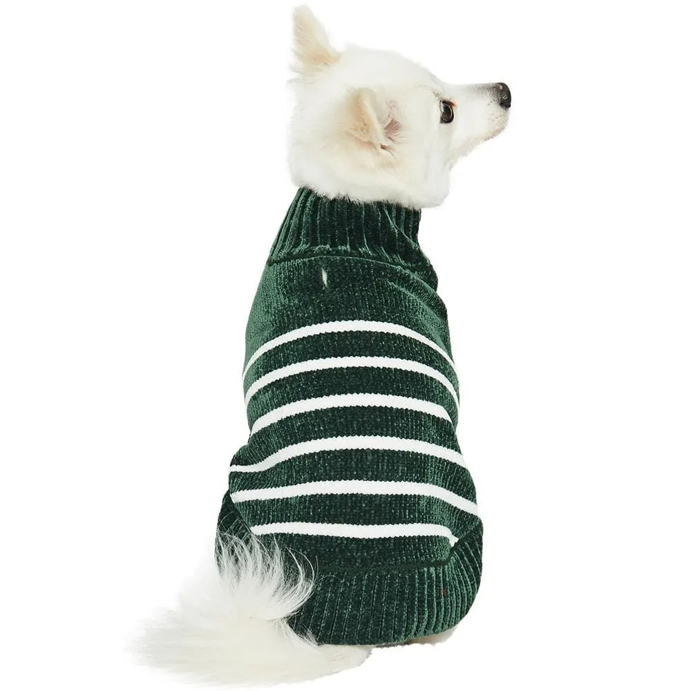 Cozy Soft Chenille Classy Striped Dog Sweater