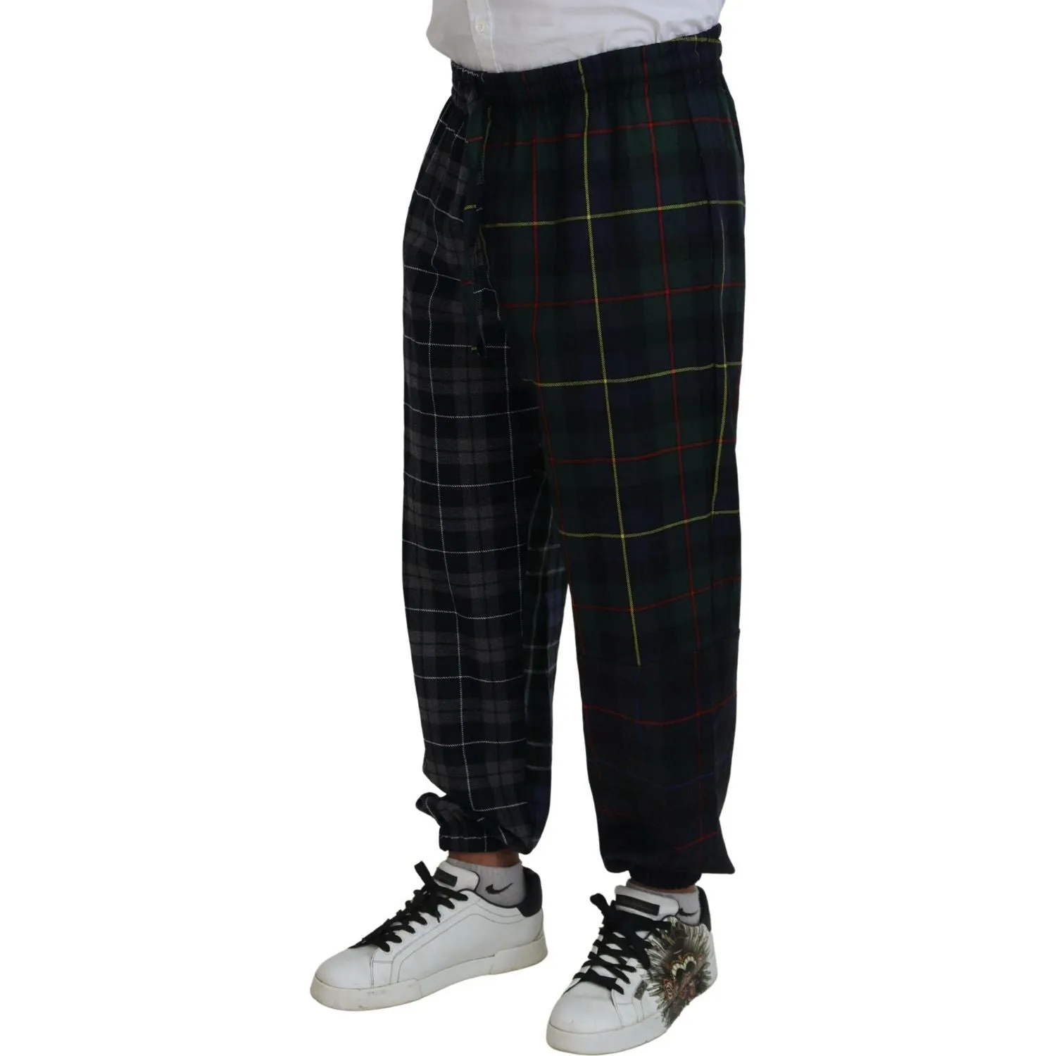 Dolce & Gabbana Checkered Wool Blend Jogger Pants