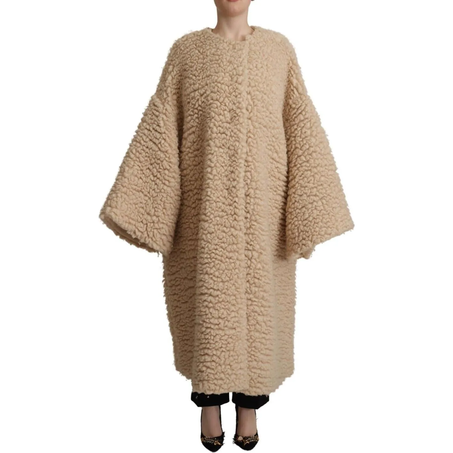 Dolce & Gabbana Elegant Beige Cashmere Overcoat Jacket