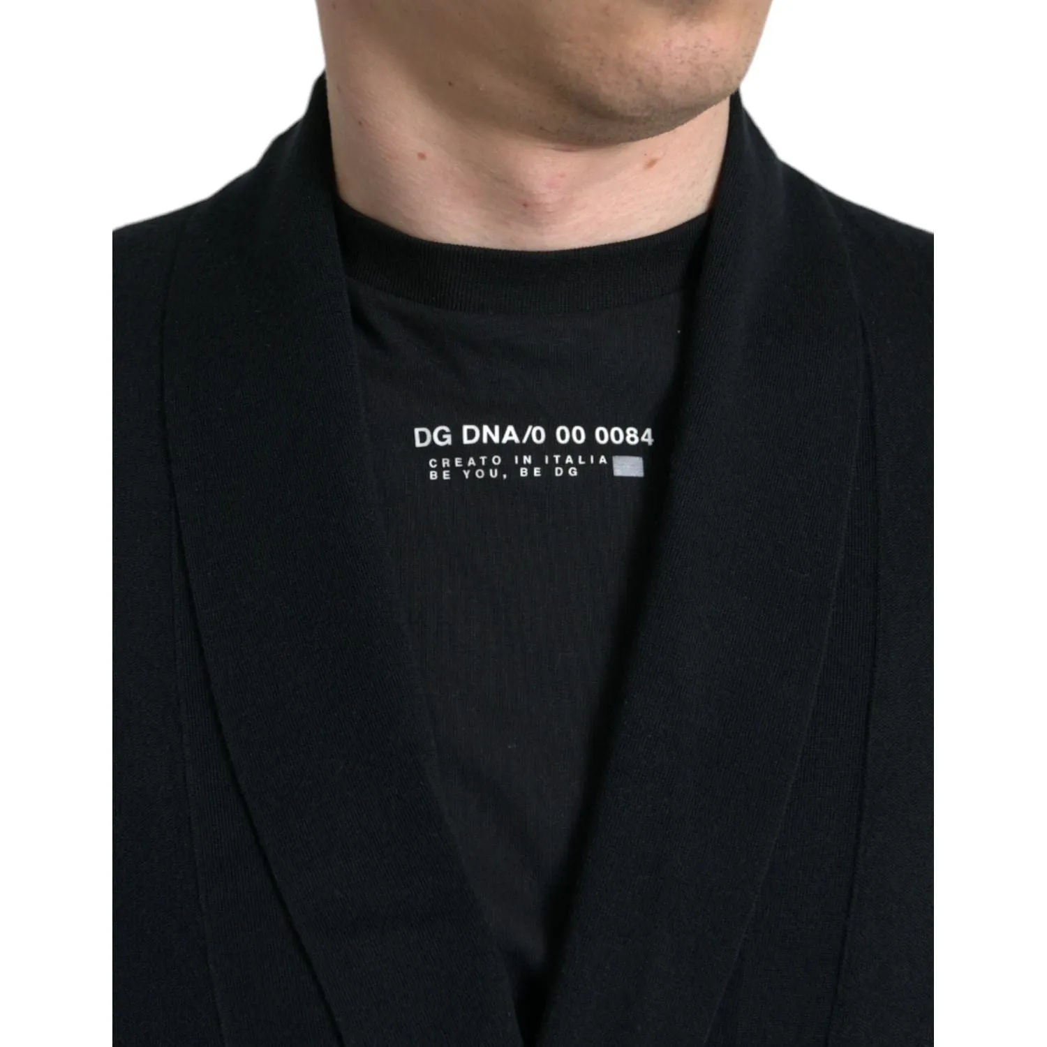 Dolce & Gabbana Elegant Black Cashmere Robe with Waist Belt