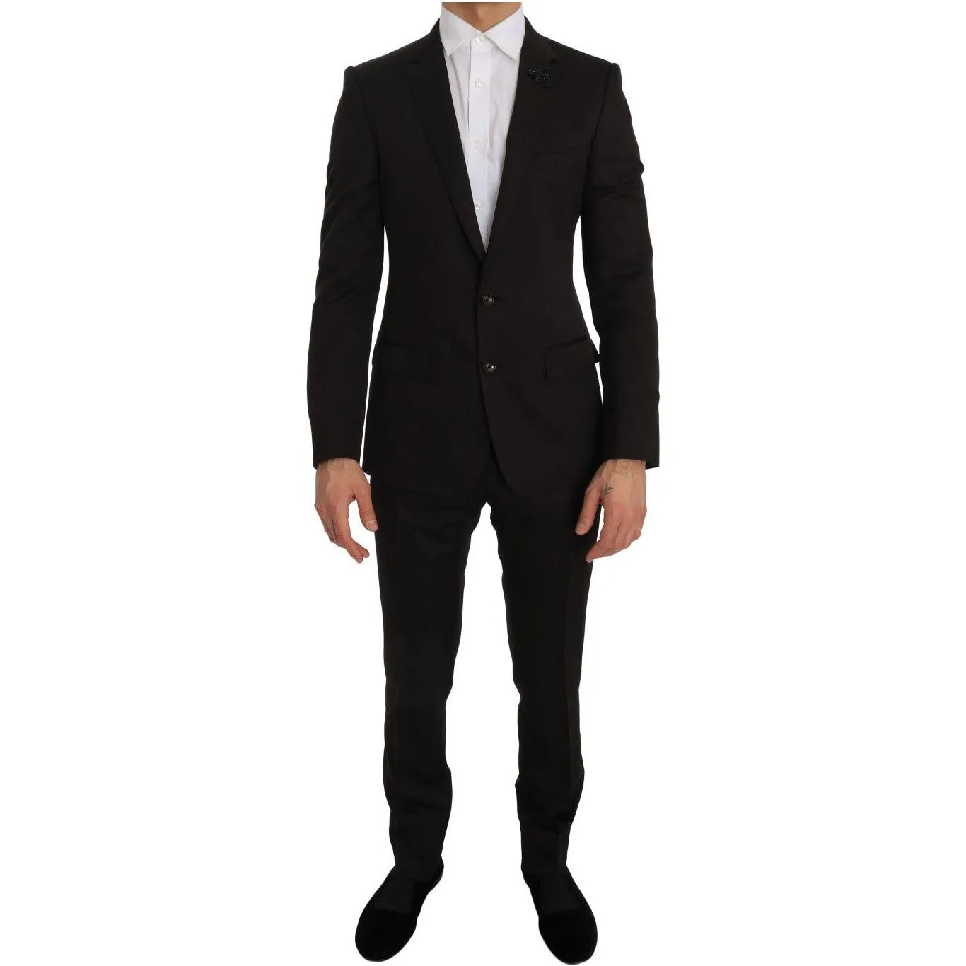 Dolce & Gabbana Elegant Brown Jacquard Martini Suit