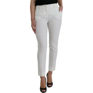 Dolce & Gabbana Elegant White Mid-Waist Tapered Pants