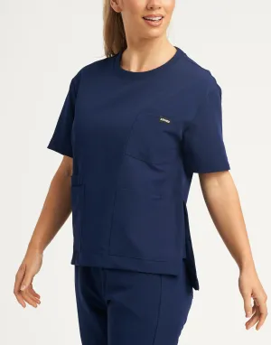 Essential Crewneck Scrub Top - True Navy