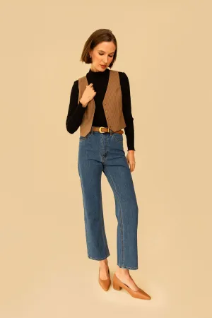 Farrah Pant in Dark Denim Straight Leg