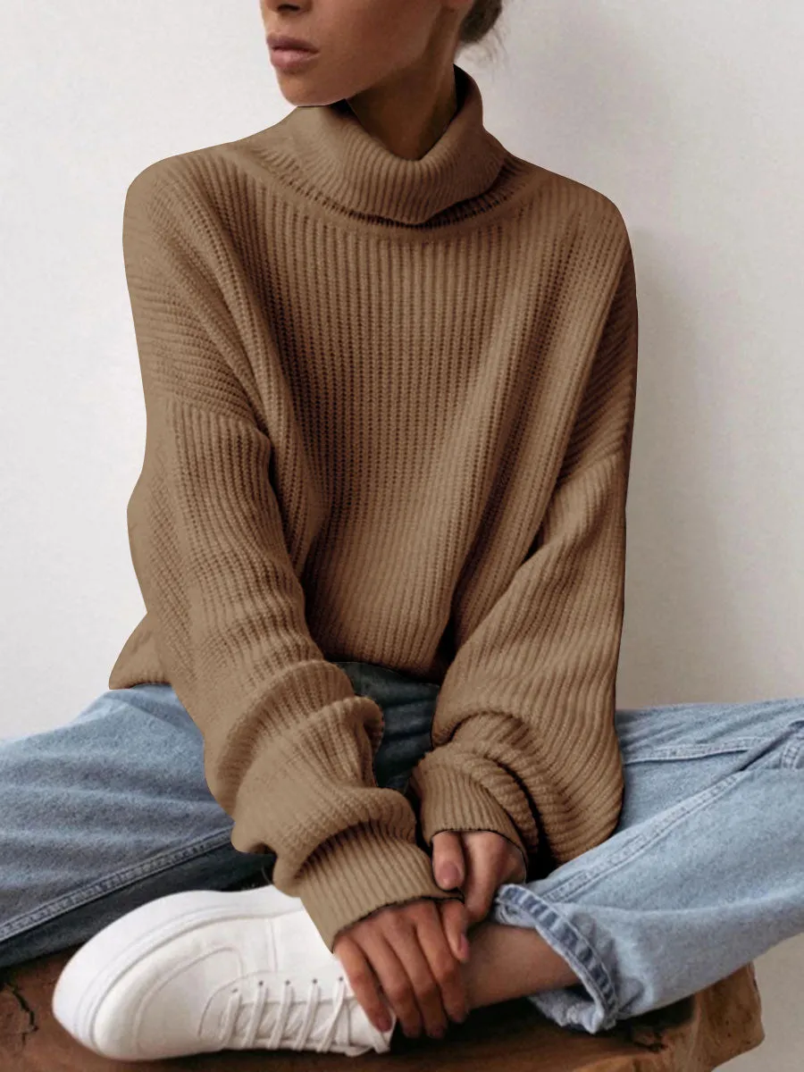 Fashion High Neck Long Sleeve Knitted Sweater