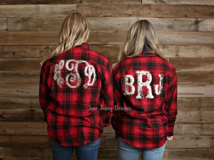 Flannel with Mermaid Sequin Monogram