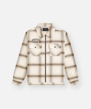 Flannel Zip Front Shirt (Cream) - 300390