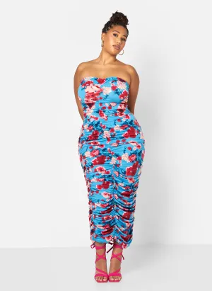 Gianna Floral Ruched Bodycon Maxi Dress