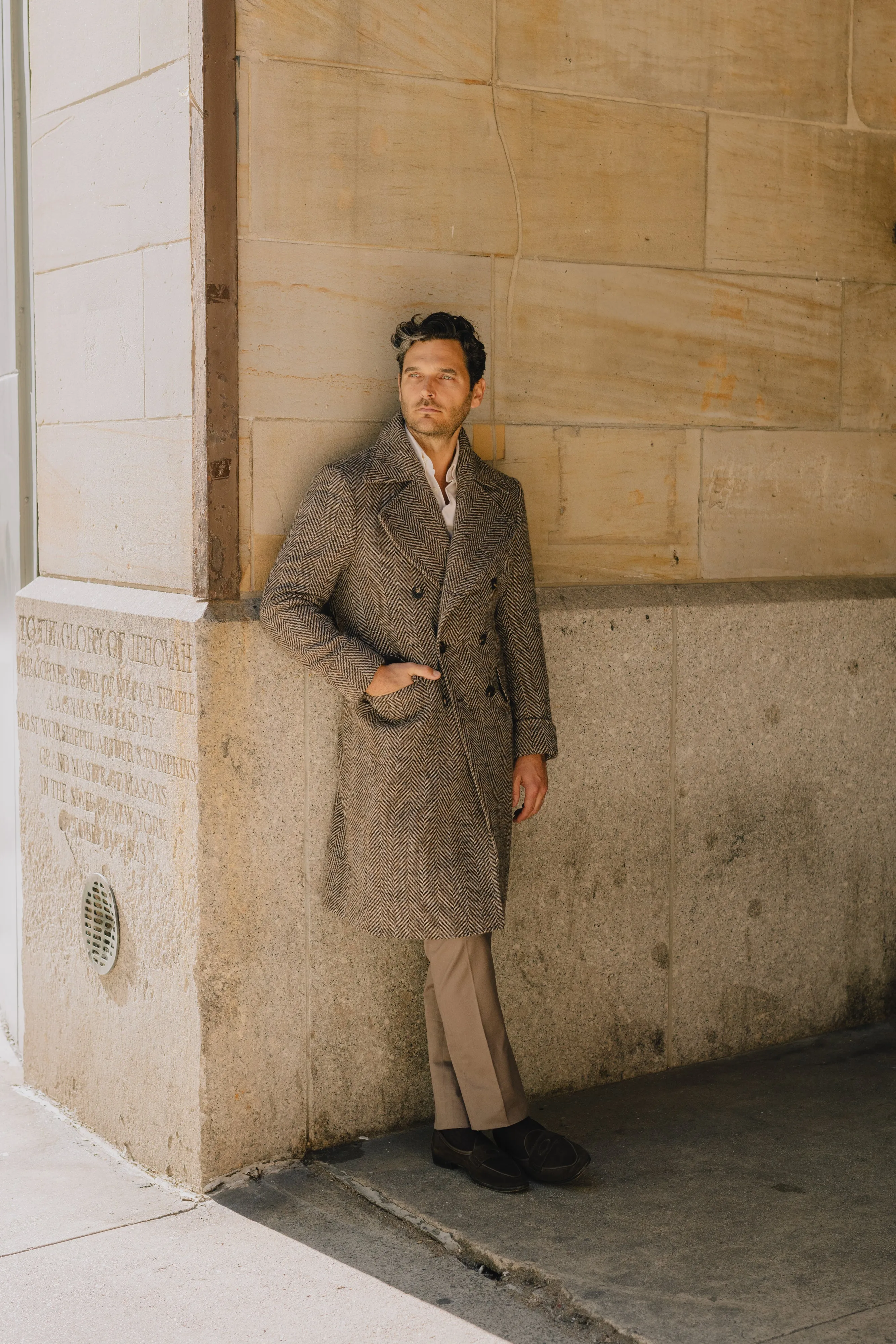 Greatcoat in Brown Herringbone