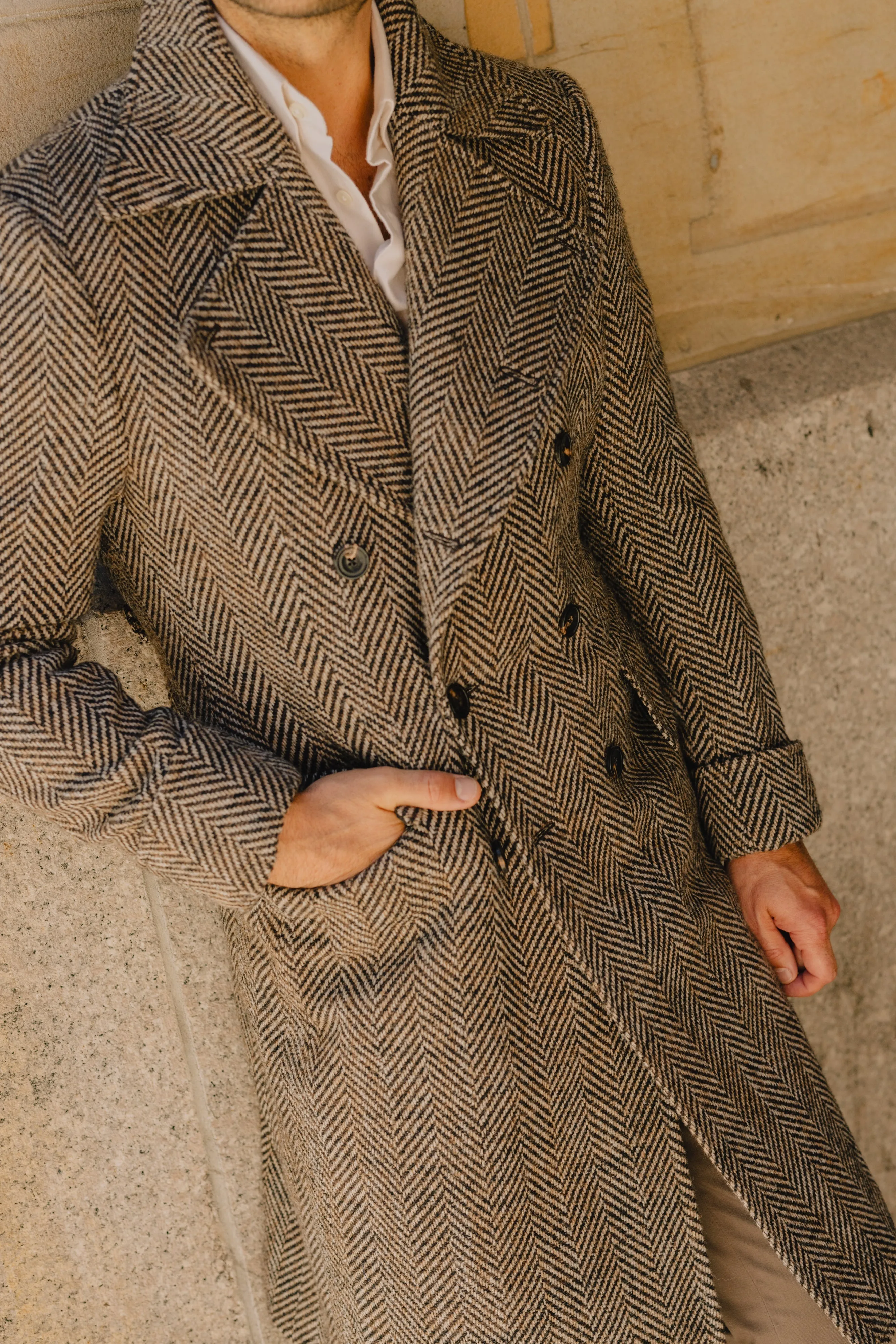 Greatcoat in Brown Herringbone