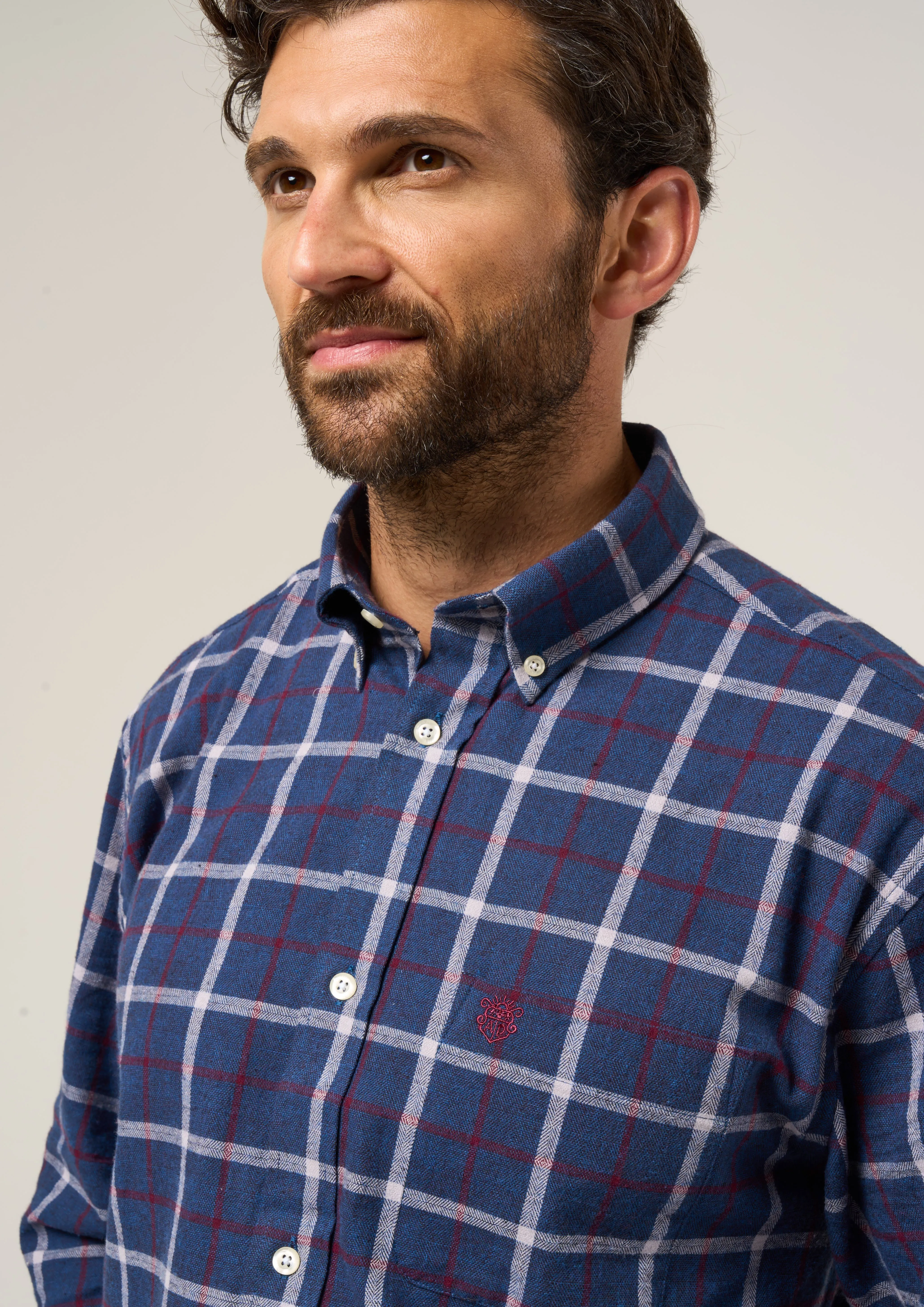 Ilkley Flannel Check Shirt In Blue - Shooting Fit