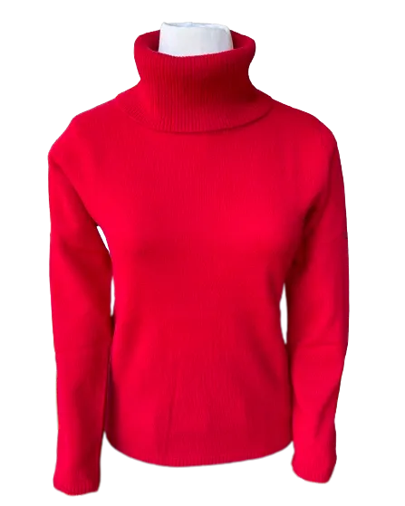 Ladies Cashmere Sweater: Turtleneck Red