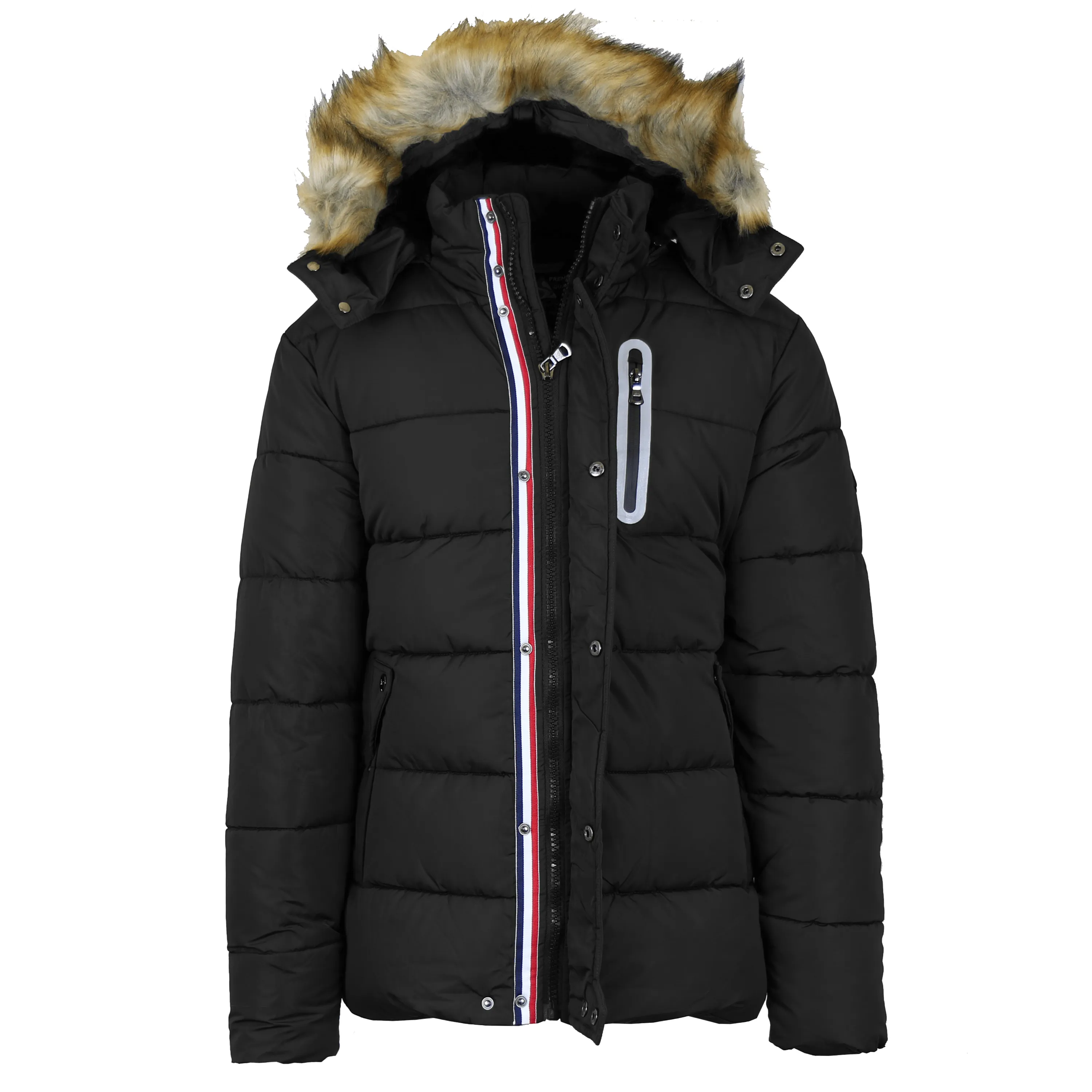 Men's Heavy Tech Puffer Jacket with Fur Hood