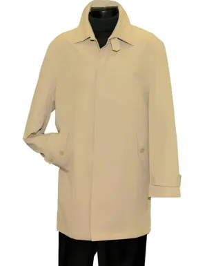 Men's Hidden Button Beige Long men's Dress Topcoat - Winter coat