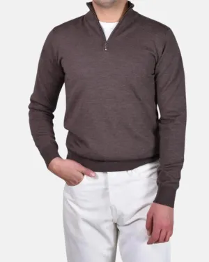 Merino 12 GG Half Zip - Brown