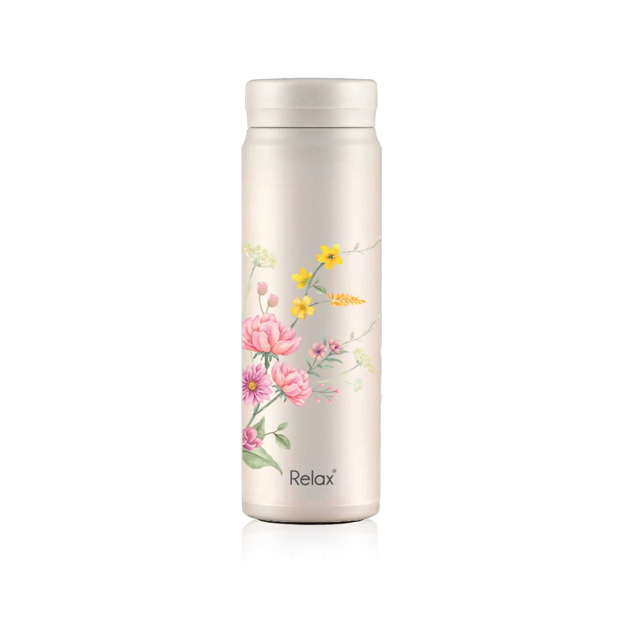 RELAX BLOOM COLLECTION 500ML FACILE STAINLESS STEEL THERMAL FLASK - PEARL