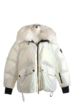 Tillier Iridescent Down Puffer Jacket W/ Fur Trim - Ski Ready