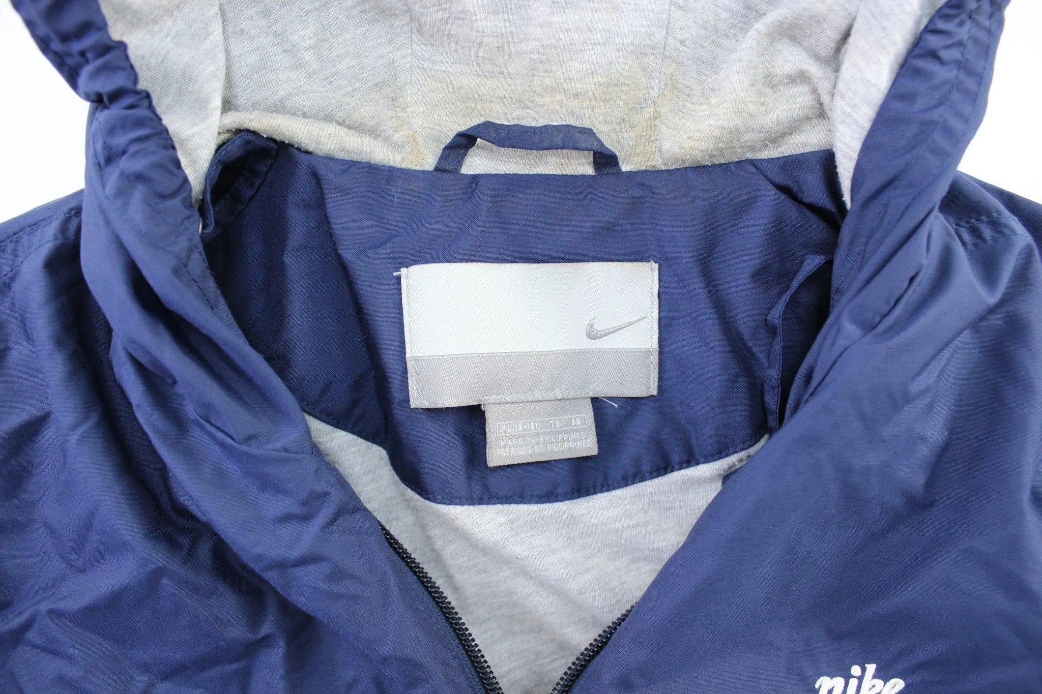 Women's Y2K Nike Embroidered Logo Blue & White Zip Up Jacket